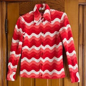 VINTAGE Vaccaro Made In Italy Geometric Design W/Snaps Woman's Shirt